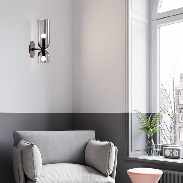 Nordic creative double head glass bedroom corridor wall lamp