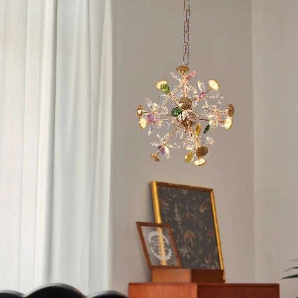Creative petal dandelion colored crystal chandelier