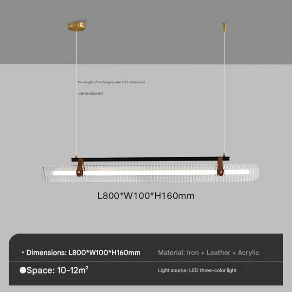 Lustre de salle à manger créatif en cuir à longues bandes