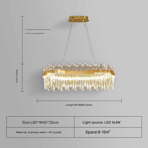 French light luxury LED living room crystal chandelier