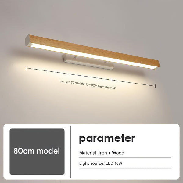 Applique murale miroir à LED en bois massif de style bûche