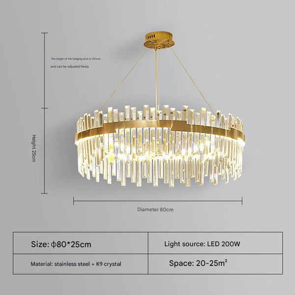 French light luxury LED living room crystal chandelier