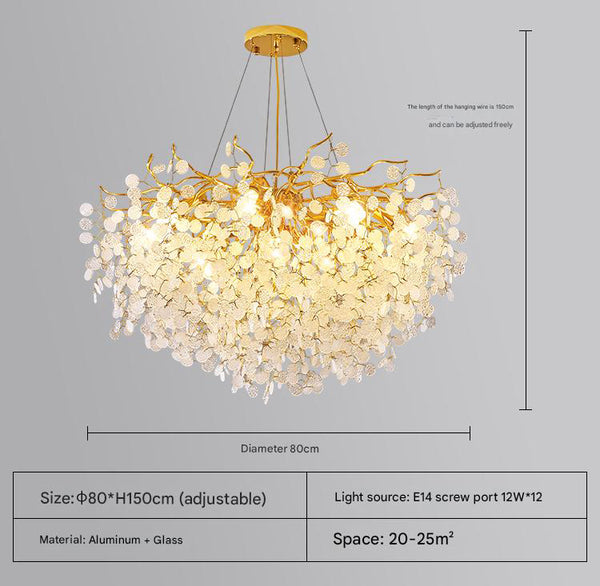French light luxury glass living room chandelier