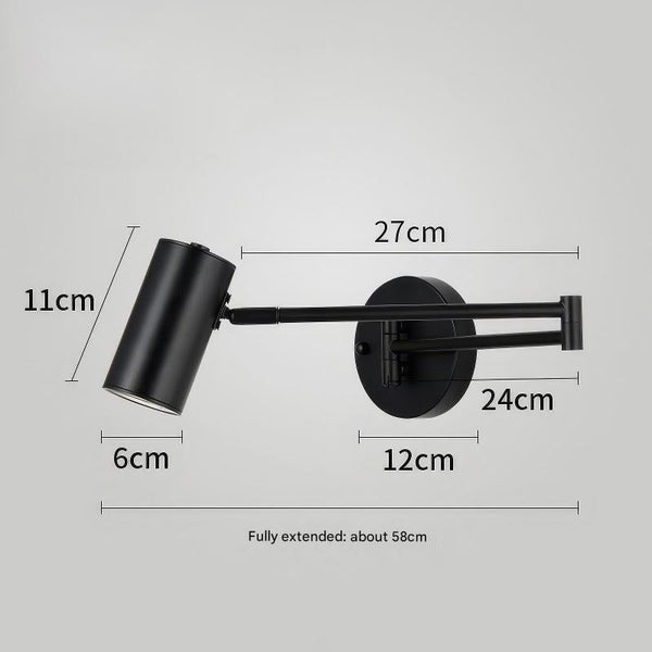 Lampe murale rotative pliable à long mât nordique