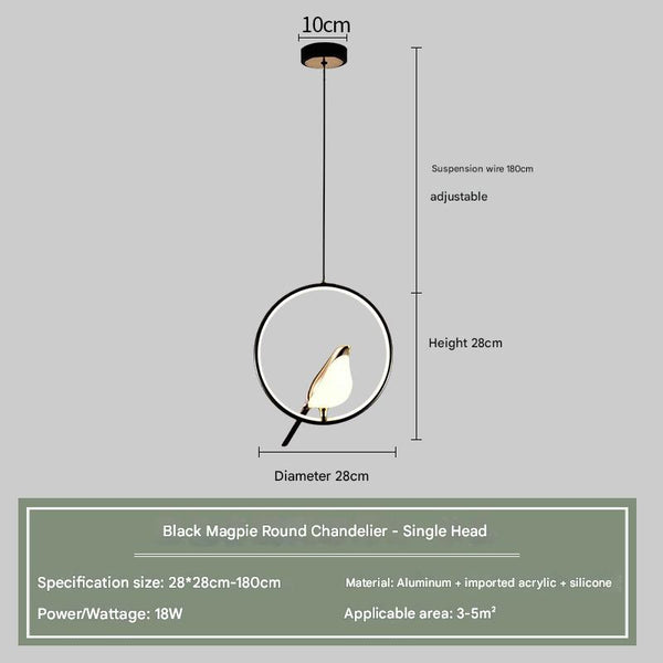 Modern simple creative bird bedroom bedside chandelier