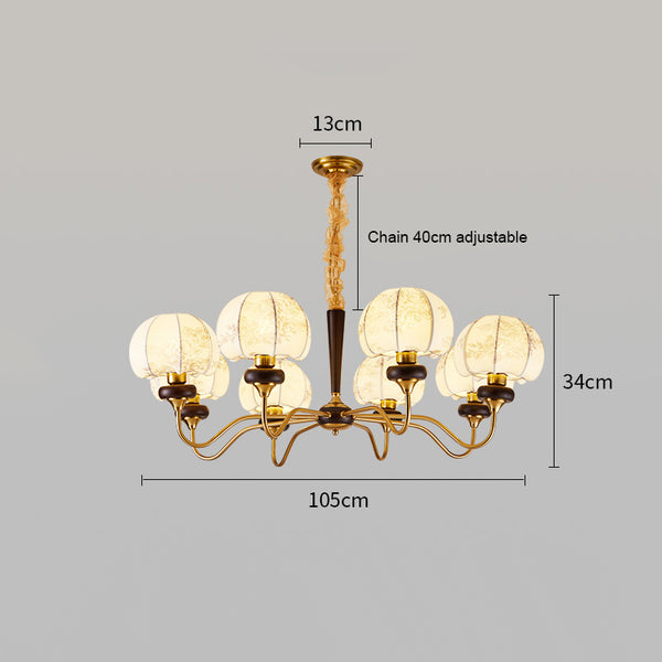 French solid wood fabric chandelier