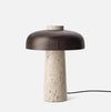 Lampe de table champignon en travertin jaune