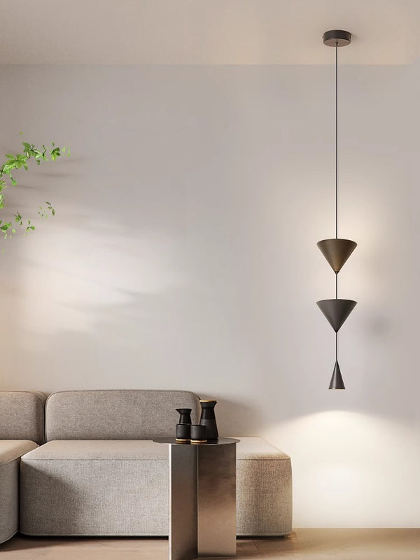 Minimalist conical bedroom bedside background wall chandelier