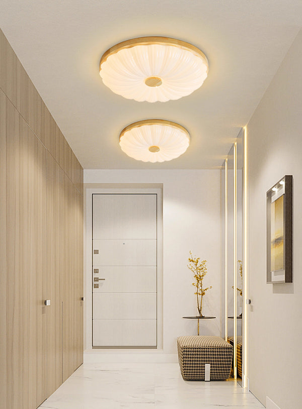 Wood color cream style bedroom ceiling lamp