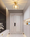 American retro copper color glass entrance corridor ceiling lamp
