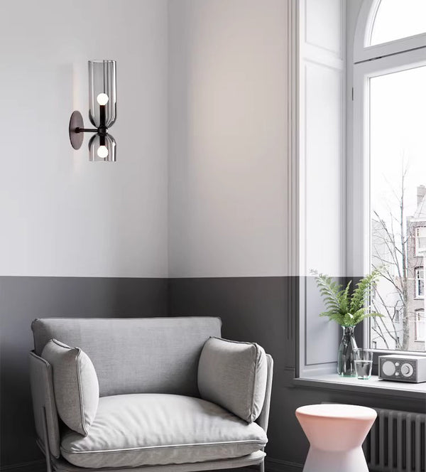Nordic creative double head glass bedroom corridor wall lamp