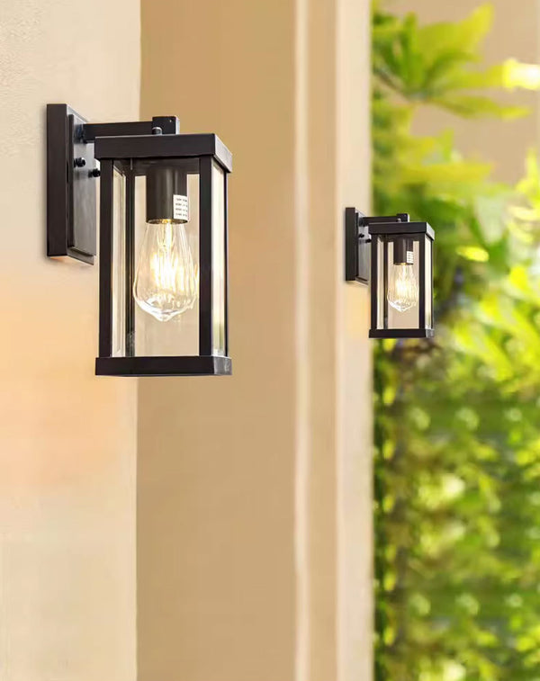 Black outdoor waterproof courtyard garden exterior villa wall lamp