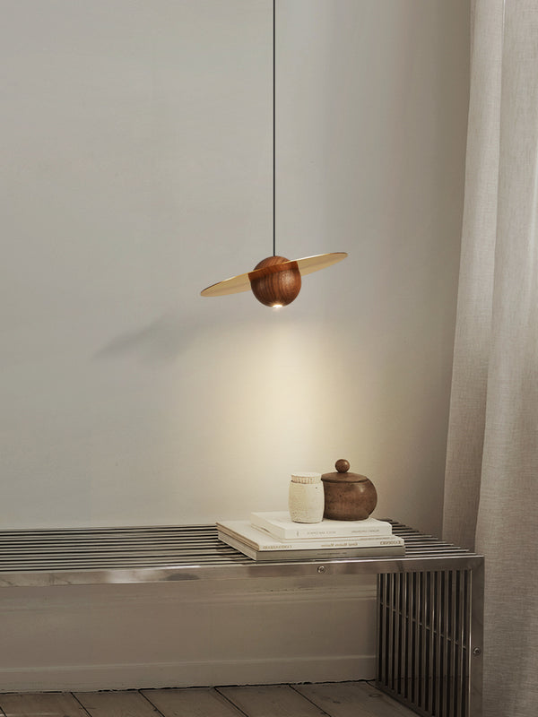 Walnut all copper bedside chandelier