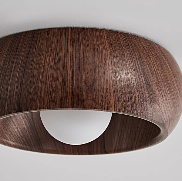Round creative wood grain corridor ceiling lamp
