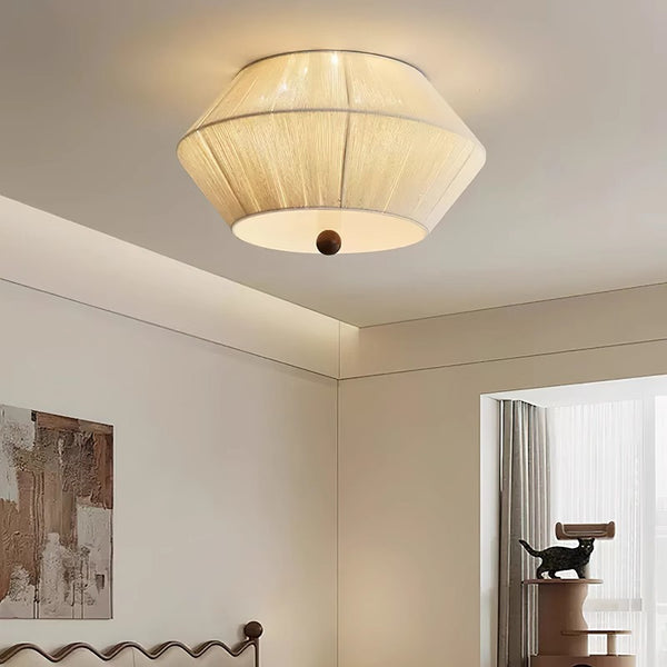 Japanese style wabi-sabi style hemp rope woven bedroom ceiling lamp