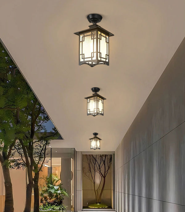 Chinese style outdoor waterproof villa corridor pavilion courtyard ceiling lamp