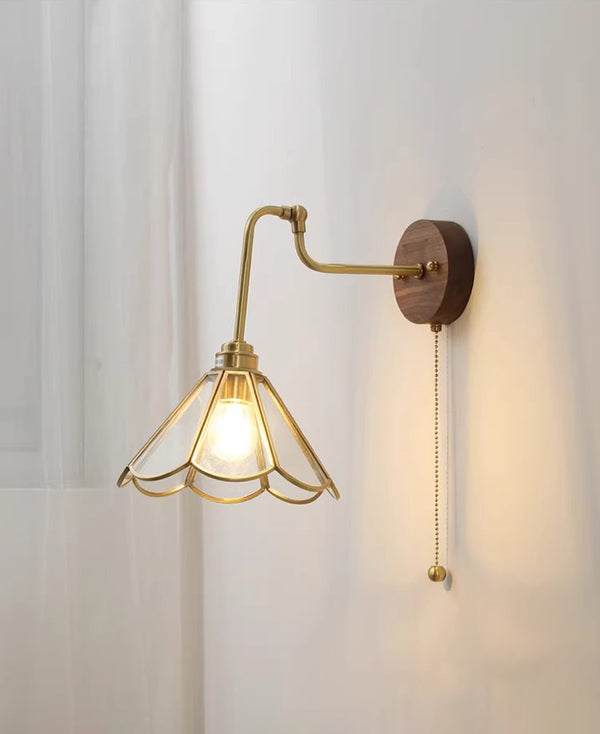 Medieval style glass bedroom bedside wall lamp