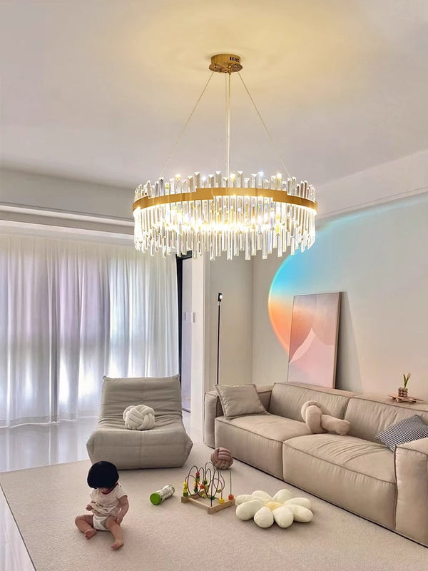 French light luxury LED living room crystal chandelier