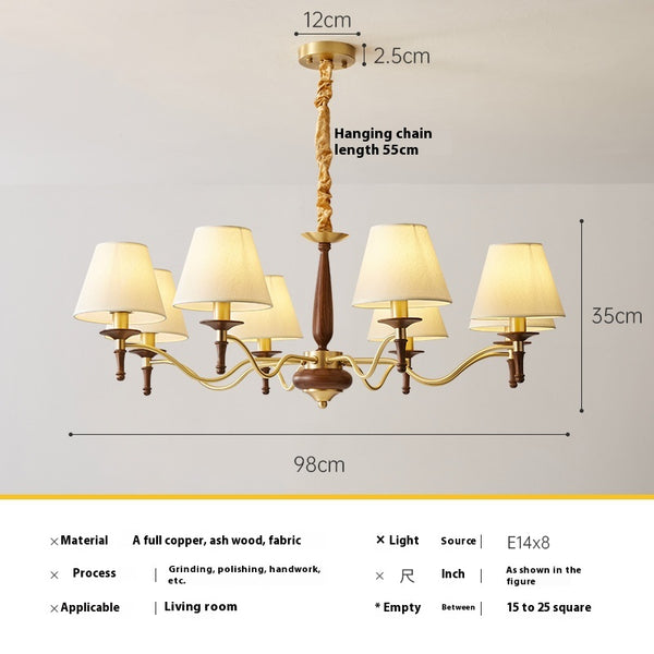 French retro solid wood living room chandelier
