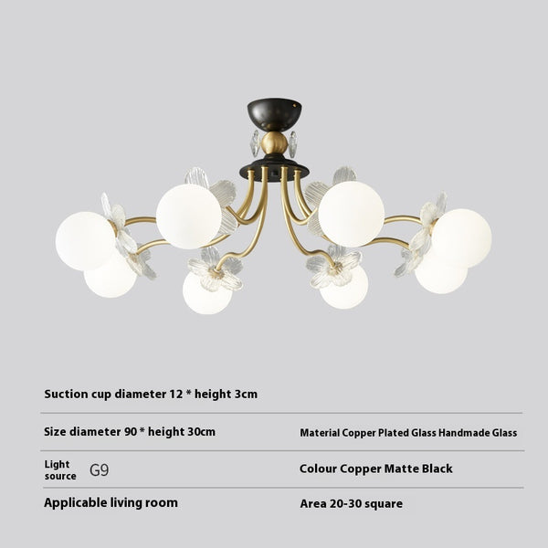 French cream style full copper living room and bedroom ceiling lamp