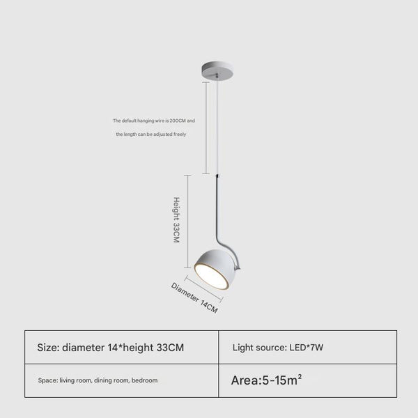 Nordic LED rotatable bedroom bedside Pendant light