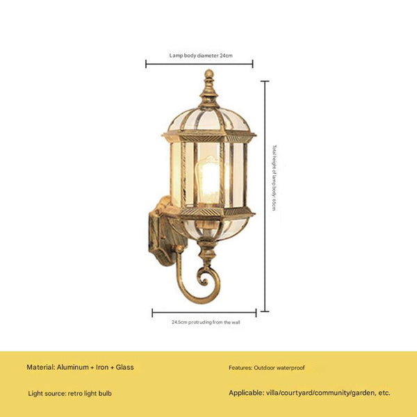 American retro outdoor waterproof courtyard corridor balcony wall lamp