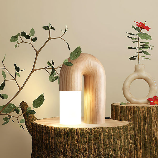 Lampe de table de chambre à coucher en bois massif