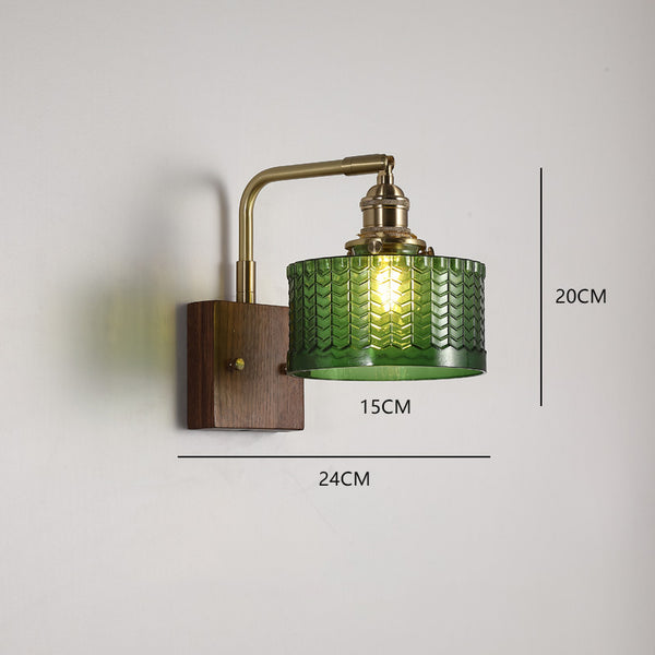 Japanese style retro glass bedroom bedside wall lamp