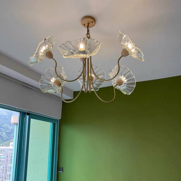 Lustre de jardin rétro en forme de feuille de lotus