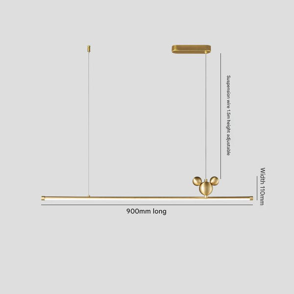 All-copper minimalist long strip restaurant chandelier