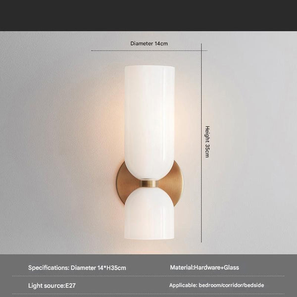 Nordic creative double head glass bedroom corridor wall lamp