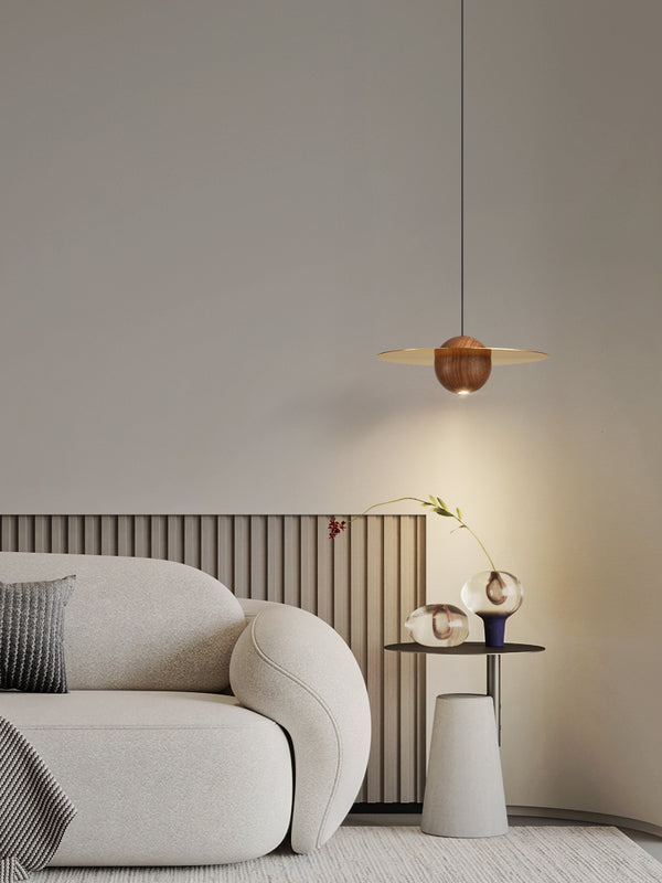 Walnut all copper bedside chandelier