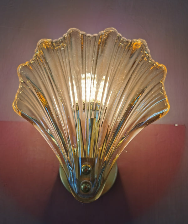 Messing Glas KristallShell Wandleuchte