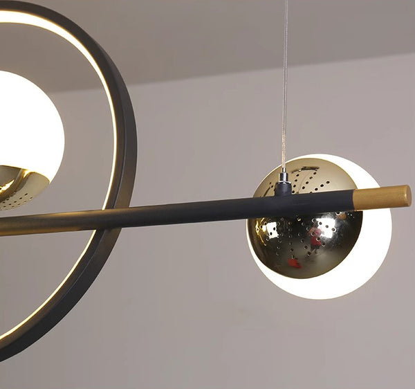 Nordic LED long strip magic bean restaurant chandelier