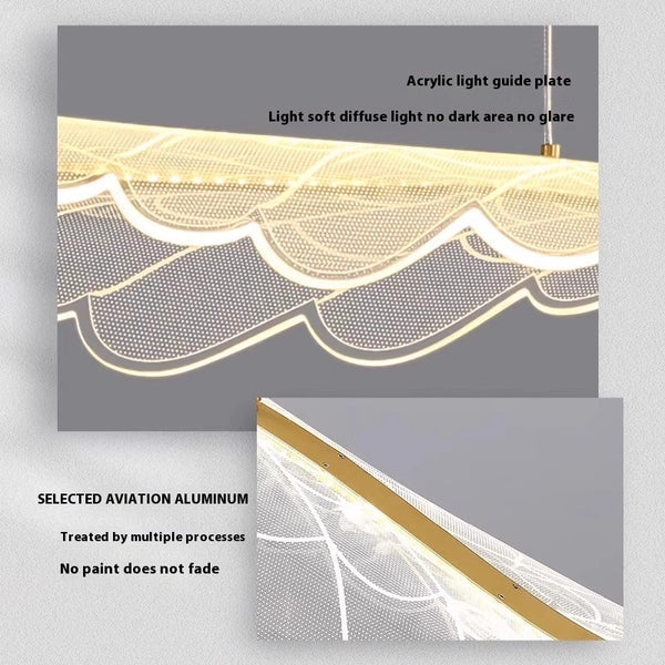 Nordic long strip creative wings led dining chandelier