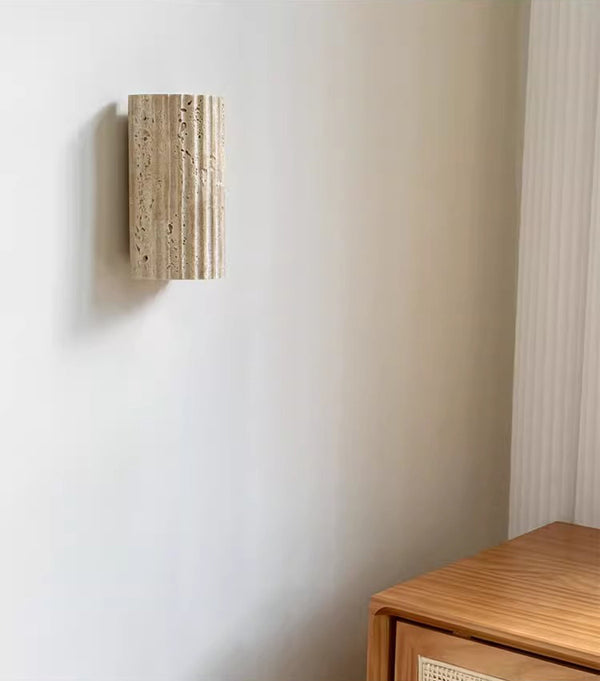 Japanese style yellow travertine stripe bedroom corridor wall lamp