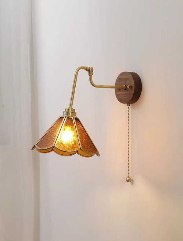 Medieval style glass bedroom bedside wall lamp