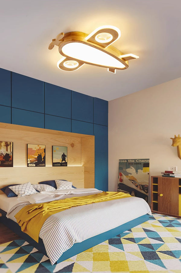 Flugzeug-Deckenlampe aus Massivholz