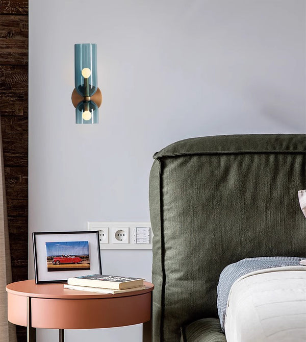 Nordic creative double head glass bedroom corridor wall lamp