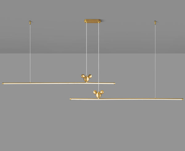 All-copper minimalist long strip restaurant chandelier