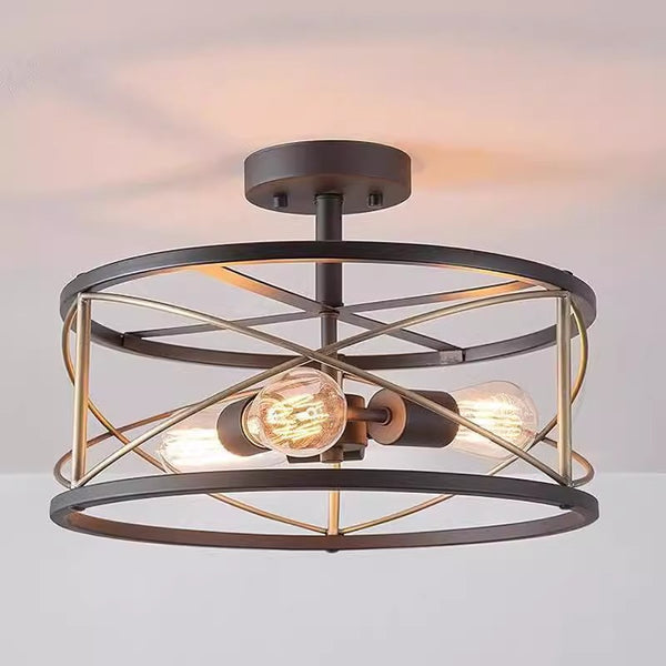 American retro bedroom corridor iron ceiling lamp