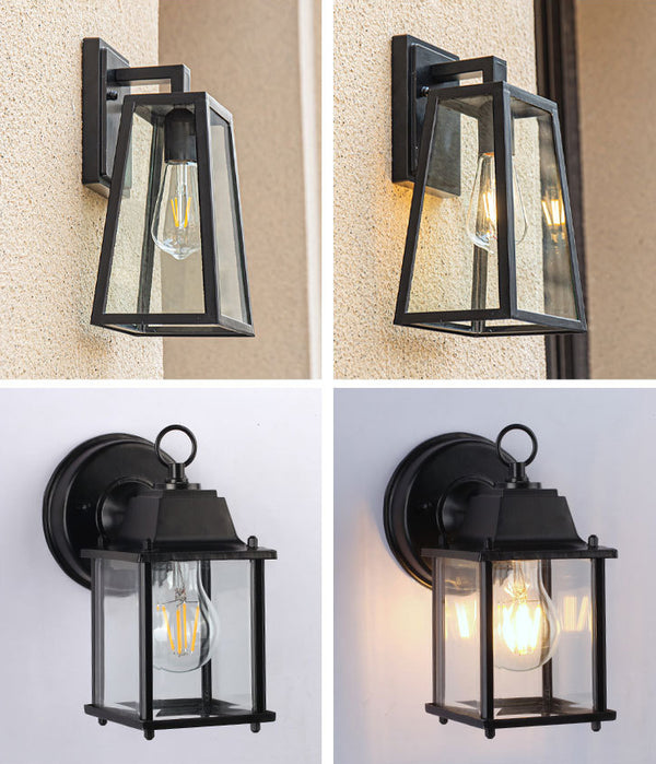 Black outdoor waterproof courtyard garden exterior villa wall lamp