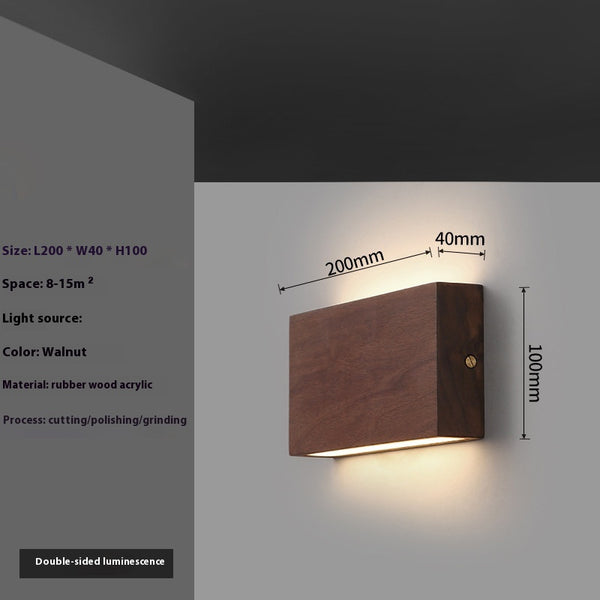 LED-Wandleuchte aus Massivholz im japanischen Stil