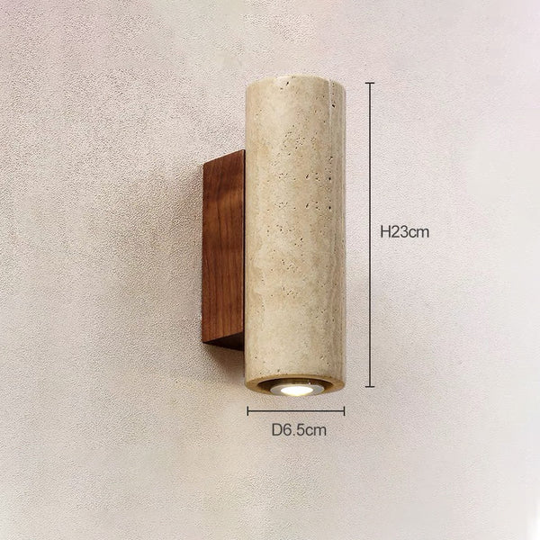 Gelbe Nachttisch-Wandlampe aus Travertin