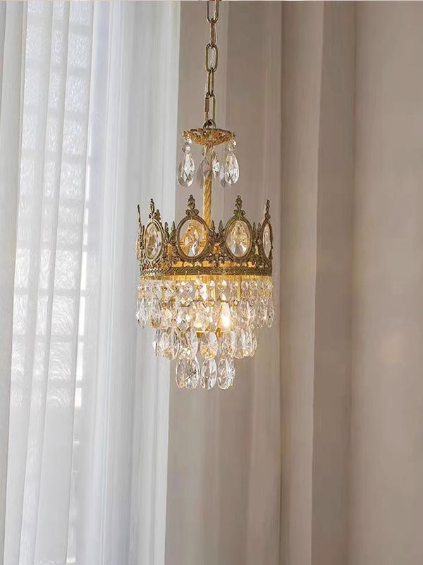 Vintage brass crystal chandelier