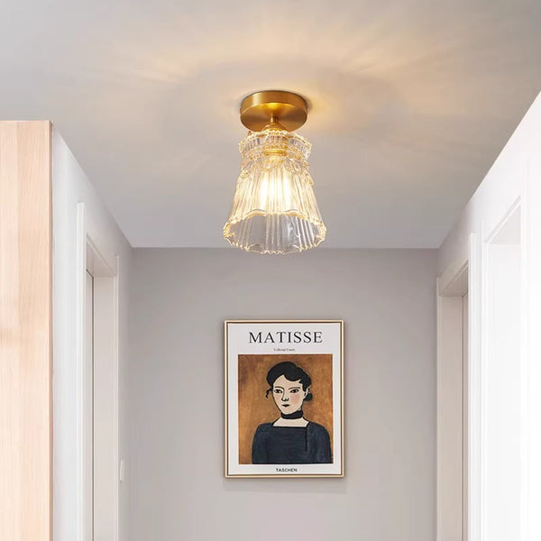 Copper glass corridor ceiling lamp