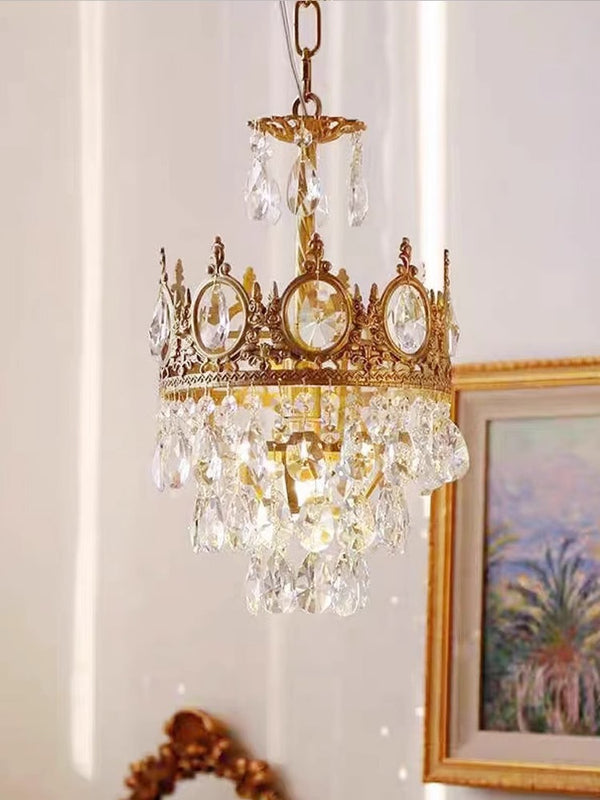 Vintage brass crystal chandelier