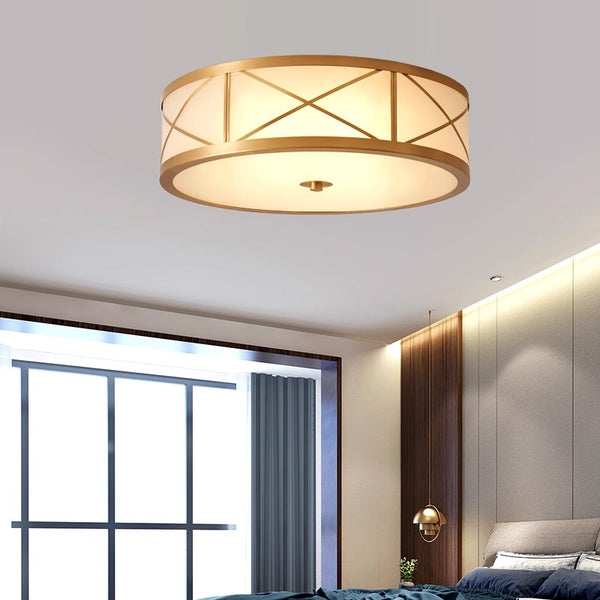 Copper bedroom ceiling lamp