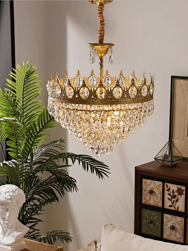 Vintage brass crystal chandelier