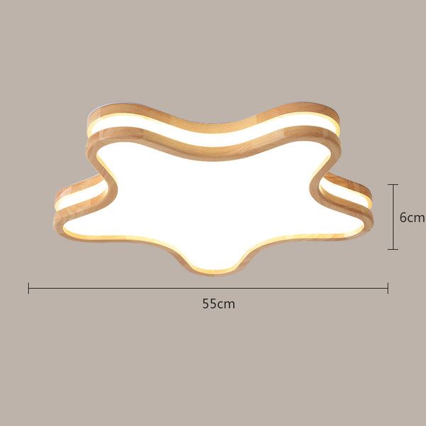 LED children's room solid wood ceiling lamp